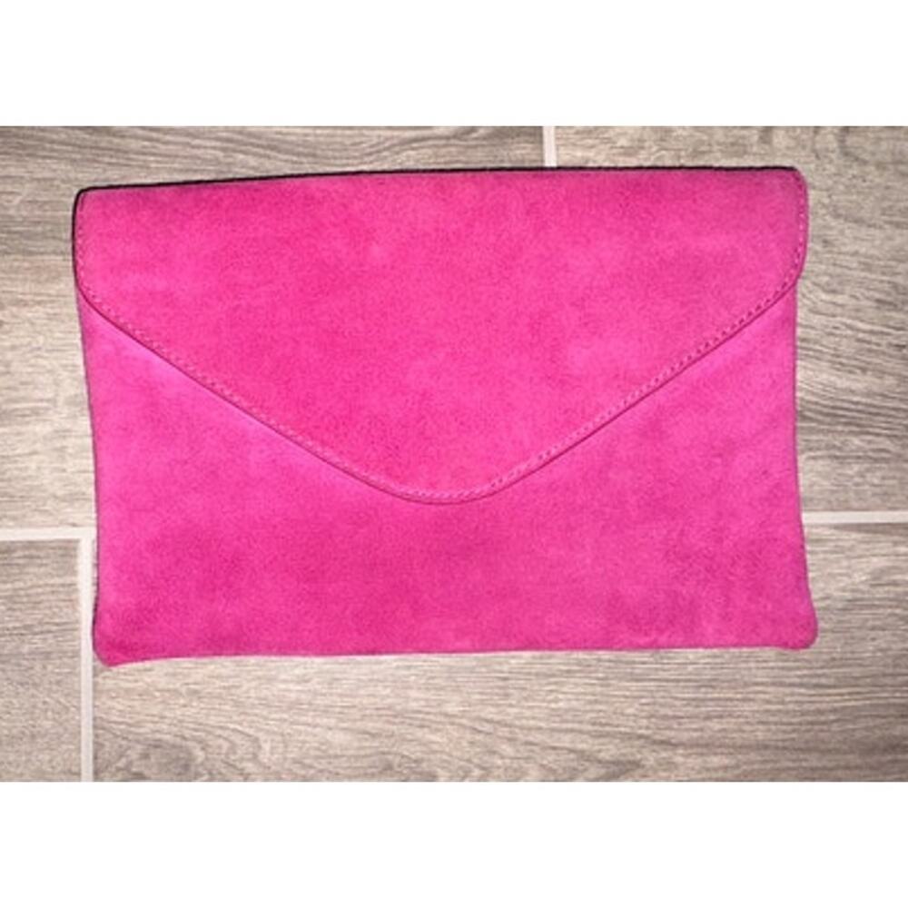 JCREW Womens Magenta Suede 100% Leather Envelope Purse/Clutch